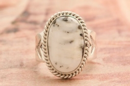 Genuine White Buffalo Turquoise Sterling Silver Native American Ring